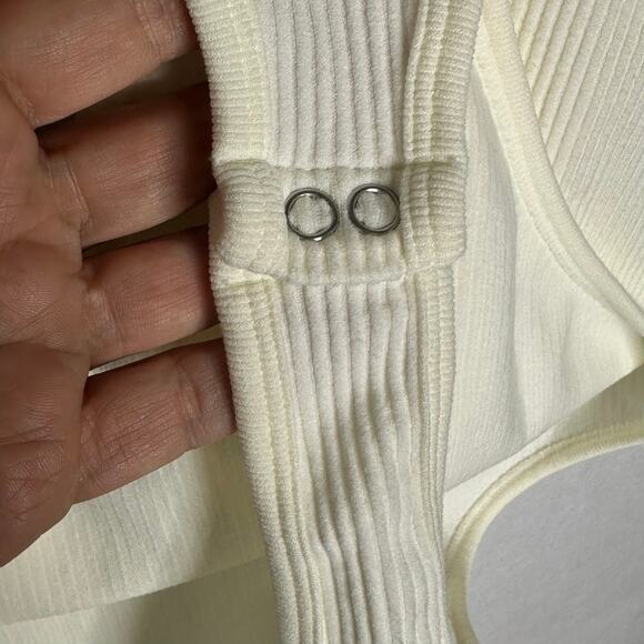 NWT Gypsy and Jade Cream Ribbed V-Neck Stretch Tank Bodysuit – Size S/M - Picture 2 of 9